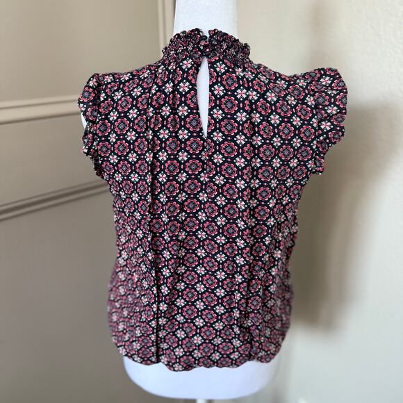 THML by Anthropologie floral ruffled mock neck shirt size S - Picture 3 of 7